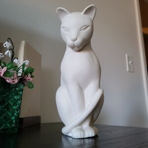 Vintage Crowning Touch Bisque Cat Statue White